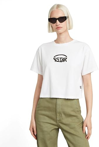 G-Star RAW Cropped logo relaxed r t, Vit (White D26239-c336-110), XXS