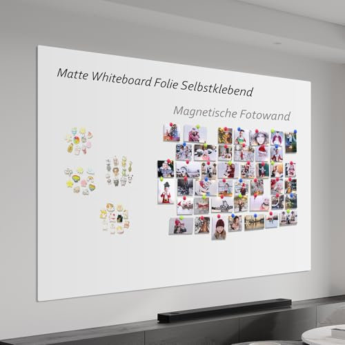 Warasee Projektion Whiteboard Magnetisch Folie, 60 x 90cm Magnetfolie Selbstklebend Stark, Magnettafel Kann Projizieren und Schreiben, für Büro, Klassenzimmer und Zuhause, Mit Marker und Radierer
