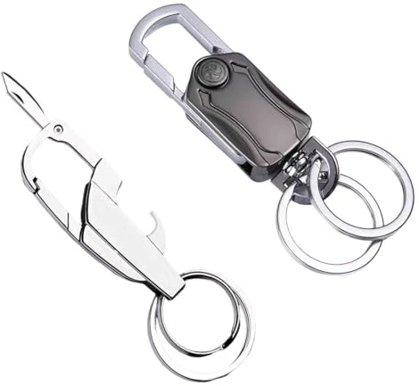 CWPFVQA Pack De 2 Llaveros Multifunción, Llaveros Abrebotellas, Llaveros Mosquetón, Llaveros Para Hombre, Aptos Para Regalar A Padre, Pareja