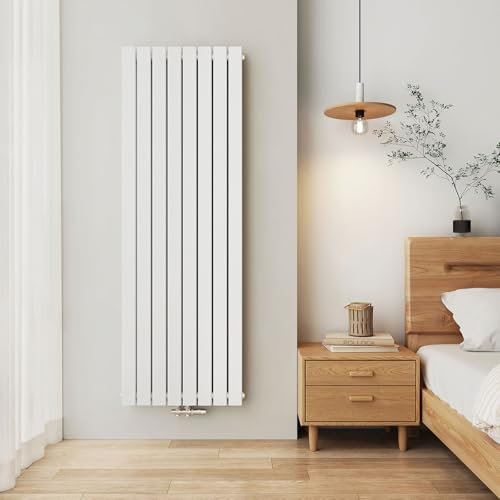 EMKE Radiatore Verticale, 1800x620 mm, Piatto con Design a Connessione Centrale, Radiatore a Doppio Pannello Murale, Bianco, 2227 Watt