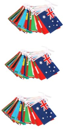 KONTONTY Lot De 3 Drapeaux De Bienvenue Représentant 100 Pays Du Monde Pour Décoration De Bar