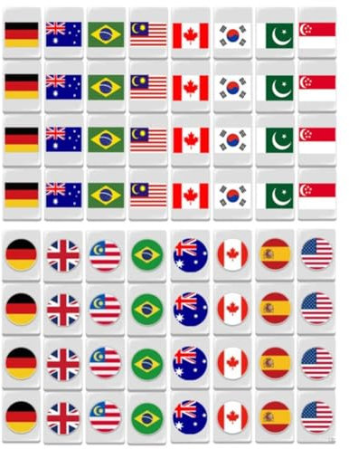 Mahjong-spielset Nationalflagge, Mahjong-Set, Mahjong-spielsteine ​​ 64 Spielsteinen, Brettspiele, Mahjong-Set, Lustige Mahjong-spielsteine ​​für Die Heimparty