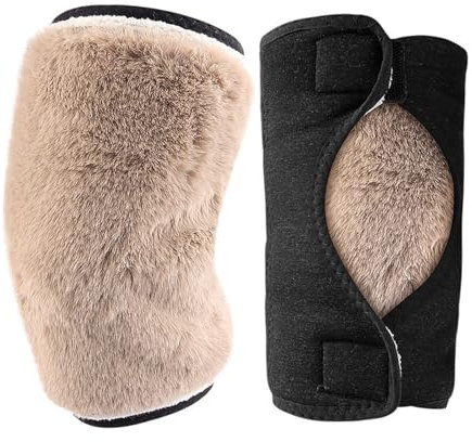 HGTRH Knieschützer, Warm Knieschoner rutschfest Warmem Fleece Gefüttert Halten Winter Knieschützer 1 Paar Amen Herren Kamel Grau Winter Outdoor Kälteschutz für Ski Radfahren Camel Lining