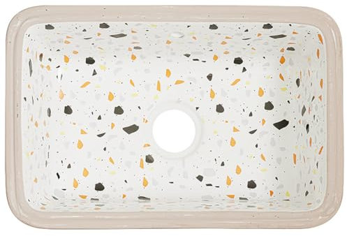 TT-YEC Lavello Da Bar Da Incasso in Ceramica, Lavello Da Cucina A Vasca Singola, Lavabo Sottopiano Rettangolare, Lavello Sottopiano Fatto A Mano Con Raccordo Di Scarico, Bianco,Bl60×w40cm