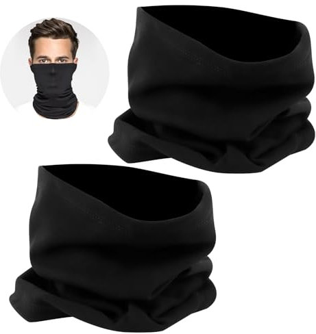 TNEDFOD 2 Stück Schlauchschal Herren Damen, Halstuch Herren Skifahren, Winddicht Multifunktionstuch Herren & Damen, Winter Loop Schal, Halswärmer Halstuch für Fahrrad, Motorrad, Skifahren, Schwarz