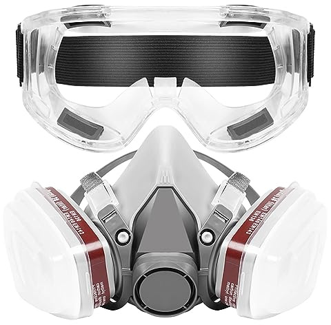 Swiixxer Masque Respiratoire Demi-Masque de Peinture avec Filtres et Lunettes de Sécurité, pour la Peinture