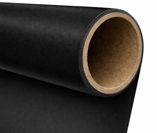 EMART Fotohintergrund Papier Schwarz 1,35x10m Papierrolle Hintergrund