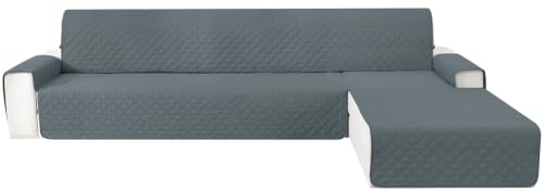 CYCMACO Wasserdicht Couch Überzug L Form 2 Sitzer, Rechts/Links Reversibel Couch Überzug Ecksofa, rutschfest Couchbezug L Form Mit Armlehne, Universal, Waschbar, Für Hund Katze, Dunkelgrau