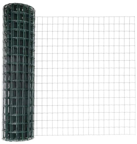 vidaXL Clôture avec poteau Vert 1 x 10 m Acier et PVC, Clôture de jardin ajustable, moderne et durable, séparateur d'espace, partition privée pour vos extérieurs