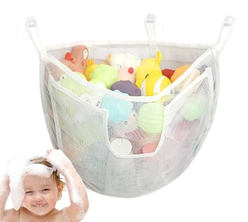 Bath Toy Storage,Quick Release Bathtub Storage with Large Pocket | Basket Bin Large Capacity for Baby Kids Shower Bathroom Home Dorm Cupboard Closet Toyroom Living Room Swimming