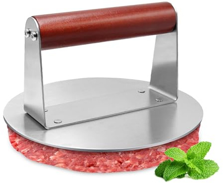 Rwbimti Presse Burger Acier Inoxydable, 6.3 Pouces Rond Smash Burger Presse Steak Haché, Presse à Hamburger Professionnelle, Accessoire de Cuisson pour Grill et Barbecue