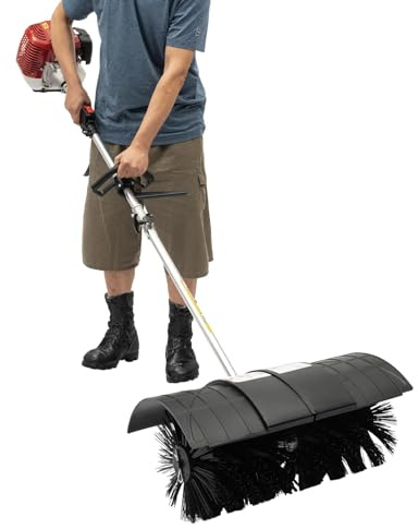 52CC 2-Stroke Petrol Power Sweeper Handheld Air-Cooled Brush Broom Cleaner for Artificial Grass Sites Streets Farms and Outdoor Cleaning