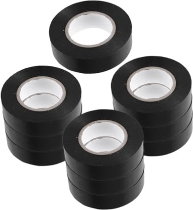 DECOMELODY 10 rollos Cinta Aislante Eléctrica de PVC Negra Alta Temperatura Resistente y Adhesiva para Cableado Protección de Equipos Eléctricos y Arneses Automotrices Pack
