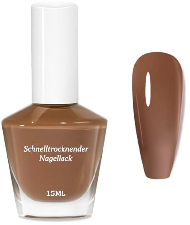 15 ml nagellack gelébrun, snabbtorkande nagelpolish med krämig finish, enhetlig glansig snabbtorkande långvarig giftfritt nagellack för manikyr, utan UV-lampa, lufttorr färglack (brun)