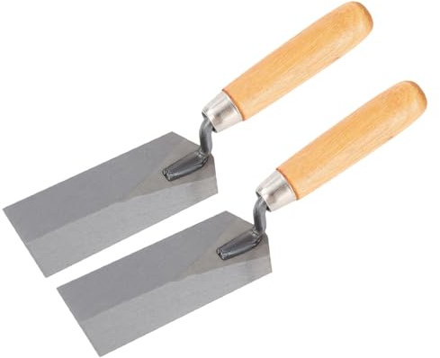 Steel Masonry Margin Trowel, 5 x 2 Inch Blade, Wooden Handle, Professional Construction Tool for Bricklaying and Concrete Work.(2 Pack)
