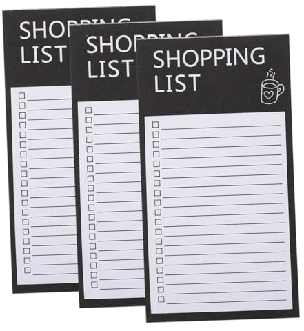 PartyKindom Magnetischer Einkaufslisten Notizblock 3 Bücher Schwarz Papier | Vollmagnetische Rückseite, Glatte Schreibfläche, für Metallflächen im Zuhause und Büro