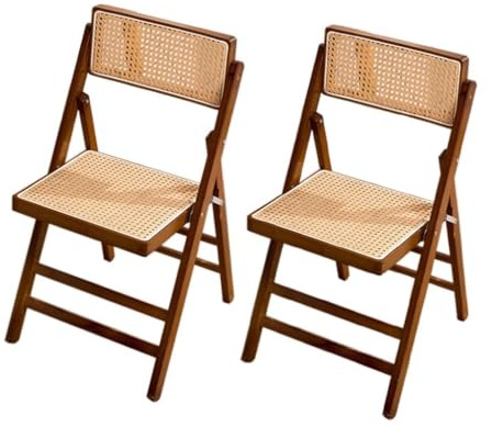 Modern rotting hopfällbar stol – mitten av århundradet accent matstolar bekväma bambu utomhusmöbler för vardagsrum och uteplats armlös trä vikbar design (stil 1)