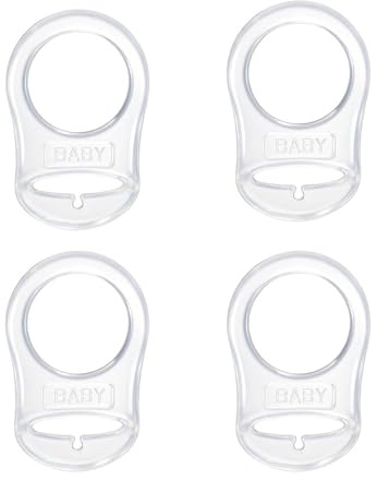 Silikon-Knopf-Ring, 4 Pcs Schnuller Adapter, Silikon Dummy Schnuller Halter Clip Adapter Ring, Silikonring für Schnuller (Transparent)
