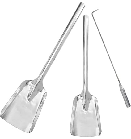 TOYANDONA Set di Strumenti per Caminetto 3 Pezzi in Acciaio Rinforzato Paletta per Cenere, Pinza per Legna da Ardere e Pala per Fuoco, Accessori Ergonomici per Manutenzione Caminetti,