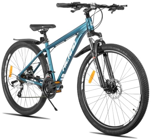 HILAND Bedrock VTT 27,5 Pouces Mixte, 24 Vitesses, Freins à Disque Hydrauliques, Cadre en Aluminium, Fourche Suspendue, Vélo Tout Terrain Homme Femme, Bleu