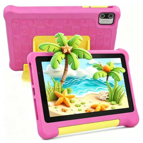 MUISOO Tablet für Kinder, Tablet mit 7 Zoll für Kinder, 5GB RAM + 32GB ROM+128 GB Expand, Kindersteuerung, Software für Kinder vorinstalliert, Dual-Kamera (Rosa)