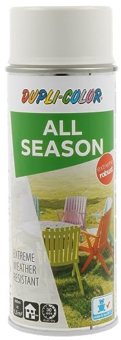 DUPLI-COLOR ALL SEASON RAL 9010 reinweiß glänzend 400 ml, hochwertiges Kunstharz-Farbspray, Schnelltrocknend, Wetterbeständig, Innen- und Außenanwendung
