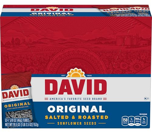 David Seeds David Graines de tournesol, original, torréfié et au beurre salé, 46,1 gram Unpriced tubes (lot de 12)