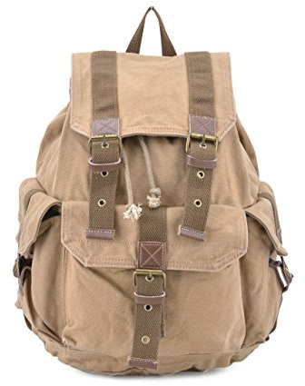 Gootium Rucksack aus Segeltuch – Vintage-Outdoor-Rucksack, Reise-Tagesrucksack