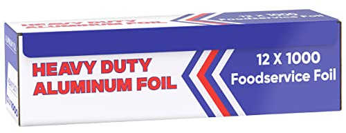 Feuille d'aluminium robuste de qualité commerciale de 120 m pour l'industrie des services alimentaires, feuille argentée solide, 30,5 cm par 1000 m (1 boîte)
