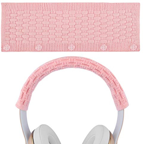 Geekria NOVA Knit Fabric Headband Cover Compatible with Beats, Bose, AKG, Sennheiser, Sony, Audio-Technica Headphones, Sweat Cover, Easy DIY Installation (Pink)