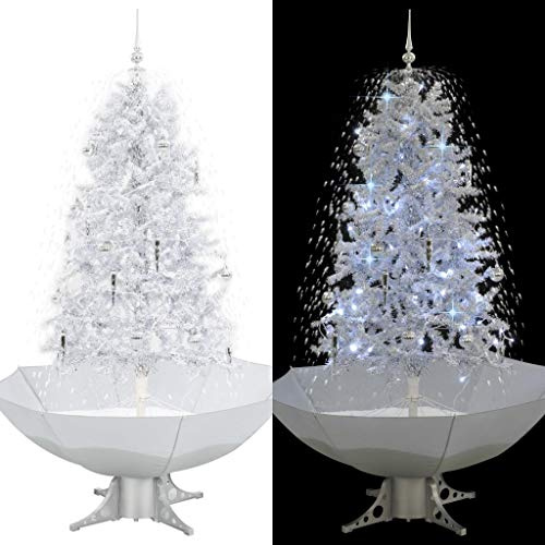 vidaXL Schneiender Weihnachtsbaum mit Schirmfuß Weiß 170 cm