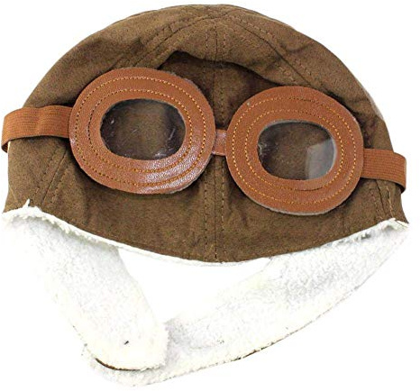 Tenlacum Chapeau de pilote pour enfants, chapeau d'aviateur chaud pour bébé avec lunettes, café, 42-52CM