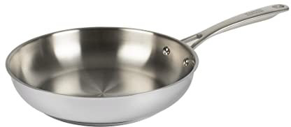 Kuhn Rikon Allround Uncoated Frying Pan, 24cm. 18/10 Stainless Steel. Suitable for All Hobs (Including Induction). Fully Welded Induction Base & Riveted Stay-Cool Handle. Oven Safe & Dishwasher Proof