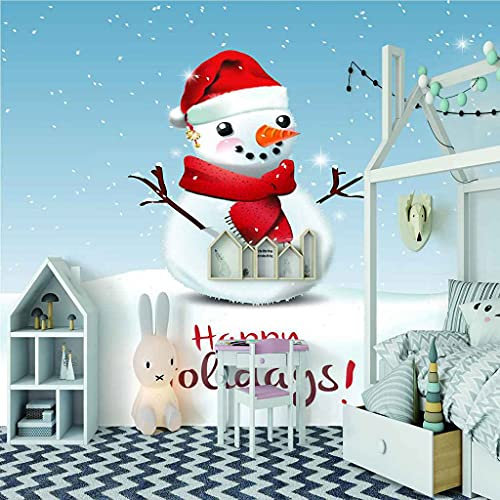 FVGKYS 3D Murales Papel Pintado Autoadhesivo Pared Calcomanías Pared Infantil Dormitorio Juvenil Fotomural Muñeco De Nieve Navideño Personalizado Interior Sala De Estar Fondo Papeles De Pared 400x280c
