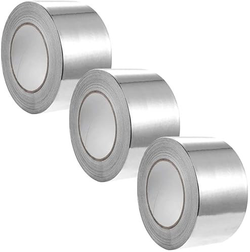 Jestio Aluminium Foil Tape (48mm x 45m)(Pack of 3) | Highly Adhesive Aluminium Tape, Insulation Tape For Insulating And Sealing Ducts | Heat Resistant | Silver