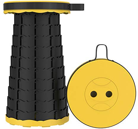 ZLASS Klapphocker Faltbar, Campinghocker Klapphocker Faltbar Teleskophocker Hocker Höhenverstellbar Falthocker für Camping, Grillen, Angeln, Wandern, max. Belastung 180 kg,Yellow
