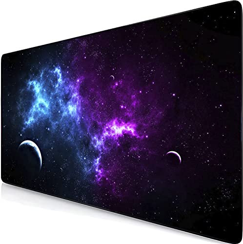 Retoo Tapis De Souris Gaming XXL, 800 mm x 400 mm, Base Antidérapante, Modèle D'espace, Mouse Pad avec Coutures sur Les Bords, Grand Tapis Souris, pour Les Jeux, Le Travail De Bureau, La Maison