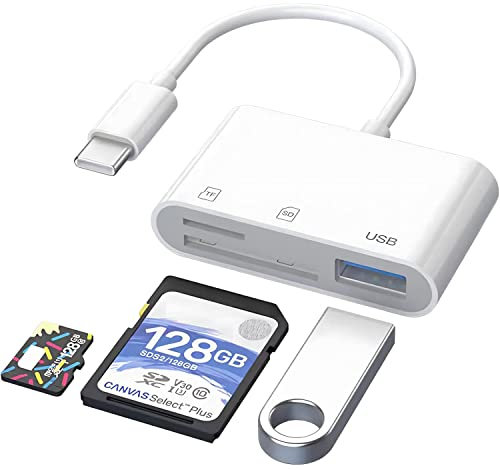 Azuxreza Lettore di Schede USB C a SD,Adattatore di Schede di Memoria USB C a Micro SD TF Compatibile con iPad,MacBook Pro/Air,Adattatore di lettore di schede per fotocamera USB 3 in 1 per XPS,Galaxy