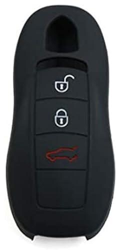 MACHSWON Black Silicone Keyless Entry Car Remote Key Fob Case Cover Protector Key Shell for Porsche Macan Panamera Cayenne