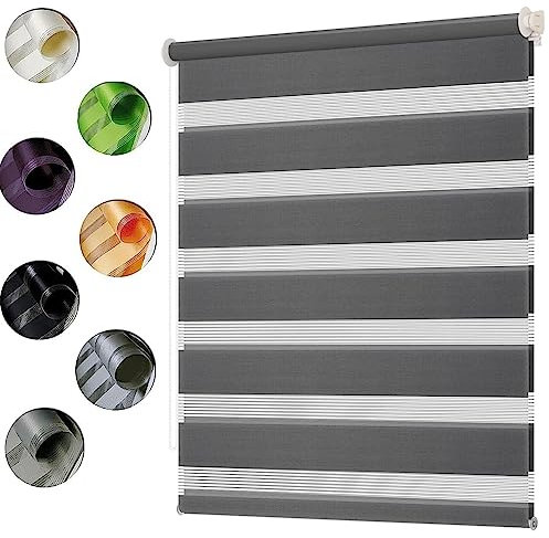 Tapparella a rullo 80x260cm Rivestimento Isolante, Tende Avvolgibili con Catenella per Finestra o Porta, Grigio Scuro