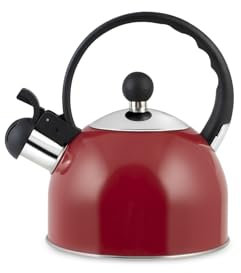 H&H Bollitore con Fischio, Acciaio Inox, Rosso, 1,5Lt, Induzione