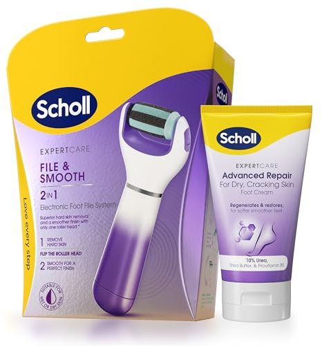 Scholl Electronic Foot File & Advanced Repair Cream, 2 Smooth Moves Care Bundle