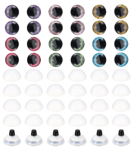 PATIKIL 20mm Flash Safety Eyes, 60 Pcs Safety Eyes Realistic Colorful Crocheting Safety Eyes for Decor Crochet Accessories Craft, Mixed Colors