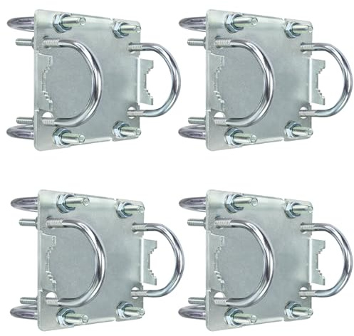 4PCS Antenna Mast Clamp Cross-Over Bracket Kit with U Bolts for 1-2 OD Poles, Heavy Duty Mounting Hardware for MINO Yagi TV Antennas, Security Camera, Weather Station