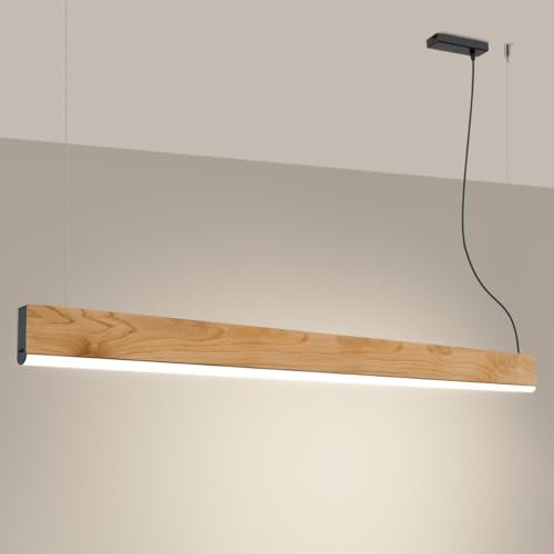 SOLLUX lighting - Hängelampe - Pendellampe LYKKE - Pendelleuchte - Hängelleuchte - Niedriger Energieverbrauch - 4000K, 36W, 3197lm, CRI93 - Eiche - 150x3,5x150cm