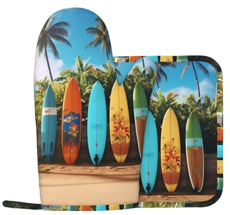 Surf's up Lot de 2 maniques et maniques en silicone pour planche de surf - Antidérapantes et résistantes à la chaleur - Pour la cuisine