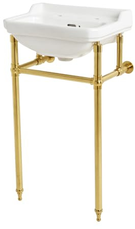 Milano Richmond 2 Tap Hole Bathroom Basin Sink Brass Washstand - 500mm x 350mm