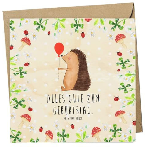 Mr. & Mrs. Panda Grußkarte Igel Luftballon - Geschenk, Klappkarte, Lustige Sprüche, Ballon, Glückwunsch, anlasskarte, Geburtstag, Glückwunschkarte, Herzlichen, doppelkarte, Happy Birthday, faltkarte