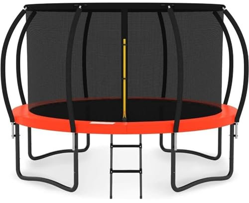SLAHAJ Accesorios De Trampolín Trampolín Trampolín de 10 pies con recinto - Trampolines recreativos con Escalera, Trampolín al Aire Libre(10FT Red)
