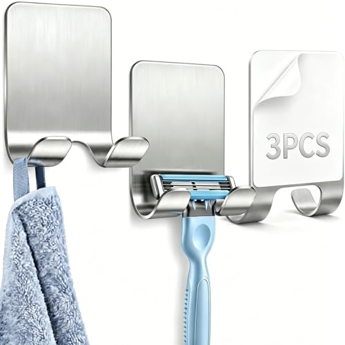 3 Stück Rasierer Halterung Dusche, Silber Rasierhalter Dusche 304 Edelstahl
